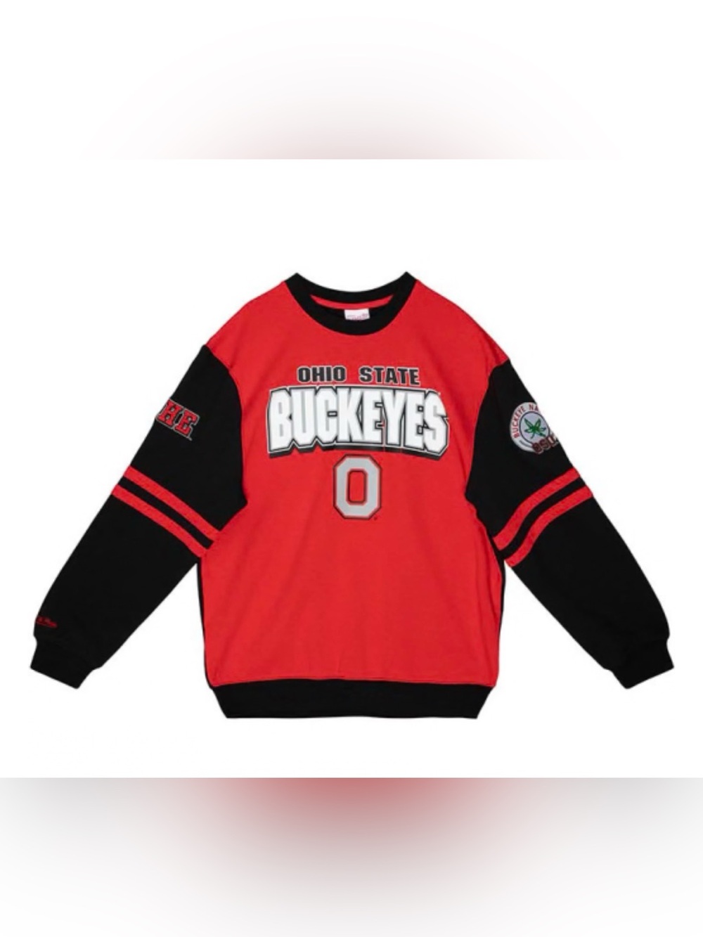 Mitchell & Ness: Mens Medium: Red and Black Ohio Buckeyes Crewneck❤️🏈🖤